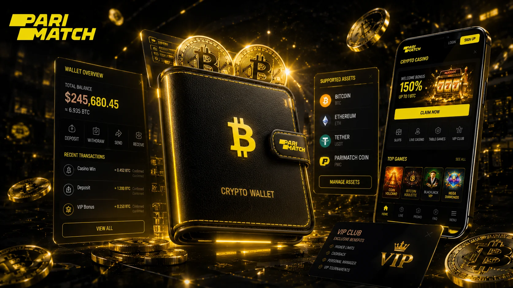 Kripto cüzdan — Parimatch-dən sürətli çıxarış
